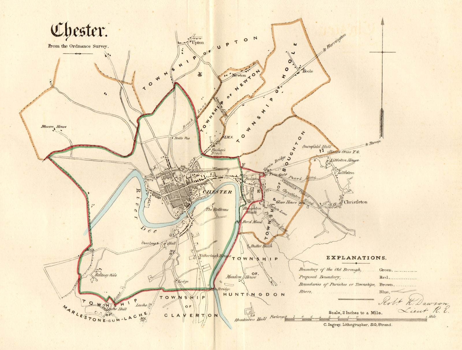 CHESTER borough/town/city plan. REFORM ACT. Cheshire. DAWSON 1832 old map